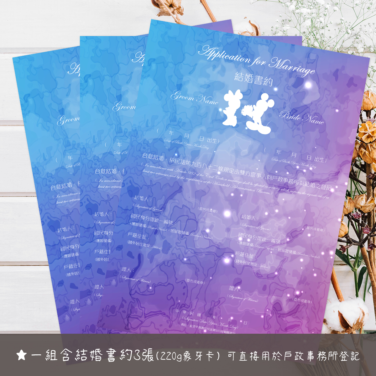 米奇米妮,結婚書約,結婚證書,書約夾,書約,證書夾,結婚登記,結婚必備,登記,戶政事務所